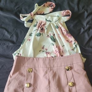 Floral halter AND pink shorts
